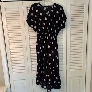 Mlle Gabrielle Black and White Polka Dot Midi Dress